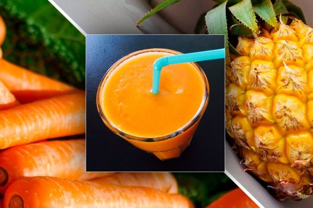 Морковный смузи с бананом и ананасом - рецепт приготовления